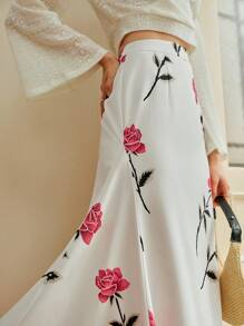 Omancia 女士秋季花卉印花百褶复古裙，适合外出、通勤、日常穿着、感恩节、返校、教师秋季女士服装 - 彩色 - 查看 5