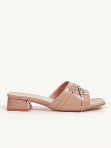 CUCCOO CHICEST Women's Fashion Apricot New Strap Summer Small Square Heel Patent Leather Versatile Outdoor Non-Slip Fairy Style Sandals - Apricot - View 9