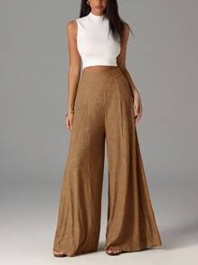 Firerie Women's Elegant Casual High Waist Wide Leg Pants, Suitable For Beach, Airport , Palazzo