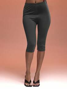 MUSERA 性感修身七分裤，适合夏季度假、海滩、90年代、Y2K风格，秋季派对、假日休闲穿着。 - 深灰色 - 查看 2