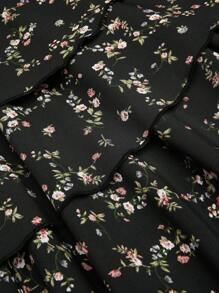 Sweetra 可爱碎花细肩带设计太阳裙，优雅度假连衣裙，腰部收紧，不对称下摆分层裙 - 彩色 - 查看 7