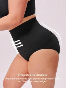 LUVLETTE Plus Smoothing High-Rise Comfortable Shapewear Panties-Tummy Control Underwear For Women - Black - View 4