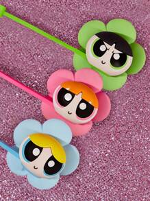 THE POWERPUFF GIRLS X SHEIN 花朵、泡泡、毛茛图案可爱花朵防尘可重复使用吸管盖，适用于直径8-10毫米的吸管 - 彩色 - 查看 7