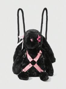 ROMWE Grunge Punk Black Rabbit Shaped Cartoon Cute & Creative Fashion Backpack For Women - Black - View 1
