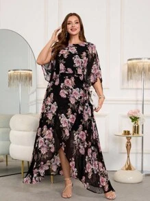 SHEIN Clasi Rochie elegantă de culoare caisă pentru femei plus size, potrivită pentru nuntă, ținută de petrecere de vară, Haine pentru femei plus size, ținute pentru ieșiri în oraș, Haine de toamnă, Rochii maxi pentru femei, Rochii pentru femei, Rochii elegante pentru femei, Rochii pentru femei plus size, Rochii de toamnă pentru femei, Rochii pentru femei, Rochii pentru femei, Rochii de petrecere - Multicolor - Vizualizare 7