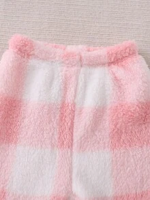 Bộ 3 món áo khoác nỉ kẻ caro và áo dài tay trơn cho bé gái, bộ đồ kẻ sọc hồng cho bé gái, bộ đồ lông mềm mại cho bé gái, bộ đồ mùa đông màu hồng, bộ áo khoác và quần lông cừu cho bé gái, bộ đồ mùa thu. - Hồng - Xem 7