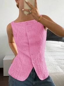 Siren Gaze Women's Sleeveless Pink Patterned Blouse Christmas Summer Casual