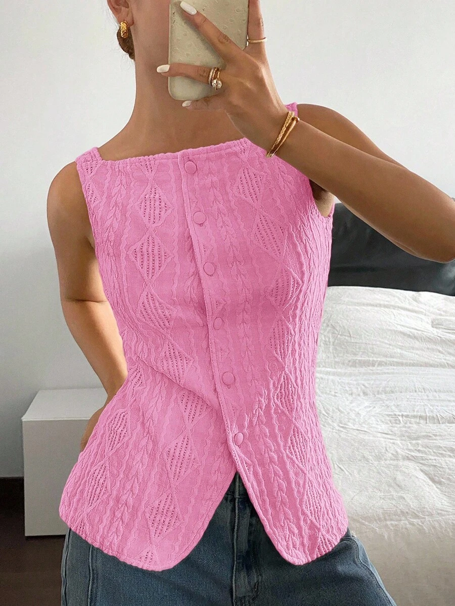 Siren Gaze Women's Sleeveless Pink Patterned Blouse Christmas Summer Casual