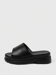HighSole Damen Plateau-Pantoffeln, Outdoor-Sommer-Mode rutschfeste und strapazierfähige Keil-Sandalen für den Strand, Großhandel - Schwarz - Übersicht 2