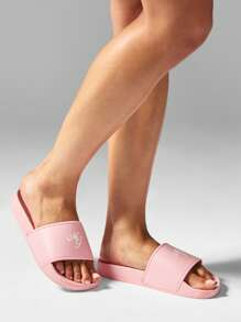 MISSGUIDED Monogram Summer House Slippers Waterproof Pool Slide Sandals Indoor Outdoor Bathroom Shoes Non Slip Shower Slides - Pink - View 1