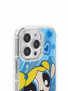THE POWERPUFF GIRLS X SHEIN 耐用时尚的手机壳，四面加厚气囊防摔，泡泡印花保护套，适用于 11 - 17 Pro Max、Y2K - 藍色 - 查看 3