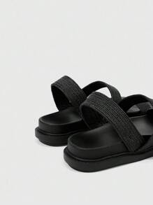 HighSole 休闲时尚舒适露趾百搭女士平底凉鞋 - 黑色 - 查看 8