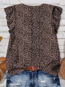 EMERY ROSE Plus Size Casual Leopard Print Shirt, Suitable For Summer Chic Blouses For Women