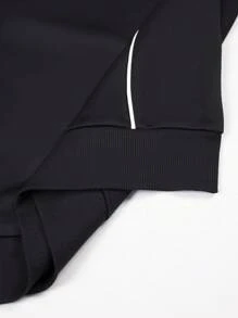 Manfinity EMRG 男士休闲撞色滚边套头卫衣，春秋季，黑色卫衣，长袖上衣 - 彩色 - 查看 4