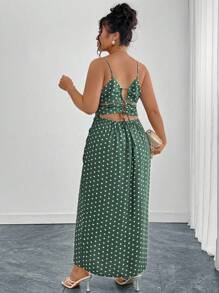 Flirla Plus Size Women's French Style Vacation Beach Gathered Bust Shirred Waist Slip Dress, Sleeveless, Suitable For Spring & Summer