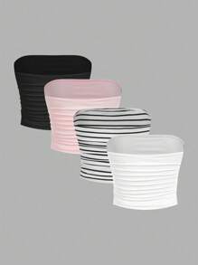 Comfortcana 4pcs Women's Basic Comfortable Ruched Camisole Tops Suitable For Going Out - Multicolor - View 15