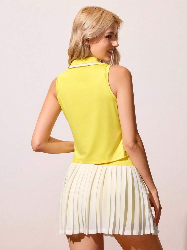 CourtClass 2 件套休闲百搭运动背心和褶皱迷你裙套装女士网球裙套装健身女士套装 - 彩色 - 查看 2