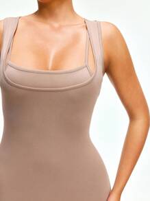 SHAPORA Women's Comfortable Fitted Camisole Dress Sleepwear EasyComfort Casual - Khaki - View 5