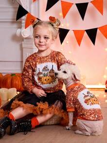 PETSIN 1 件万圣节可爱南瓜闪亮印花猫狗宠物无头摆件 - 彩色 - 查看 3