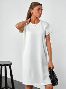 EURMUSE Women, Spring, Summer, Short Length, Dress, White, Casual, Soft Fabric, Smooth Touch - White - View 4