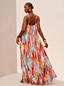 Zivah 2025 Summer New Arrival Music Festival, Easter, St. Patrick's Day, Boho, Casual, Birthday Party, Graduation, Student, Daily, Versatile, Vacation, Cruise, Beach, Sunbathing, Viral Fashion Spaghetti Strap Adjustable Buckle, Vertical Striped Texture, Loose Holiday Printed, Leopard Print Women Dress /Maxi Summer Dress /Vacation Dress/ Long Summer Dress/ Summer Maxi Dress Women