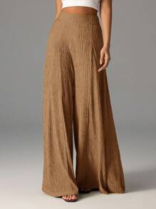 Firerie Women's Elegant Casual High Waist Wide Leg Pants, Suitable For Beach, Airport , Palazzo