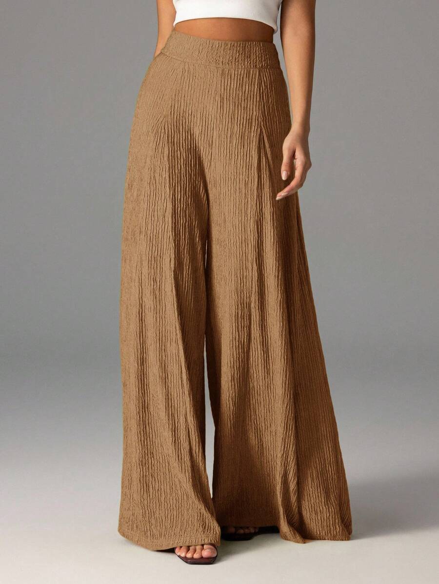 Firerie Women's Elegant Casual High Waist Wide Leg Pants, Suitable For Beach, Airport , Palazzo