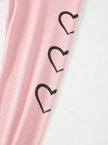 2 piezas/Set de Leggings para niñas, combinación minimalista de negro y rosa con estampado de corazón, mallas de longitud completa cómodas para niñas preadolescentes. La combinación de negro y rosa hace que este conjunto de leggings sea talla grande versátil, permitiendo que las niñas mayores elijan libremente según las diferentes ocasiones o estados de ánimo. El patrón de estampado de corazón agrega un toque de juguetona infantilidad, haciendo que la usuaria exude un encanto adorable. Moda de regreso a la escuela para niñas preadolescentes en otoño e invierno - Multicolor - Ver 5