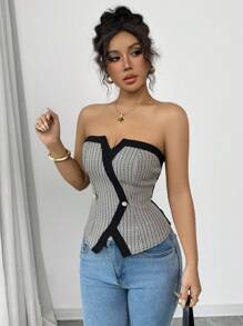 Elenzga 女士纽扣修身衬衫 - 黑色 - 查看 4