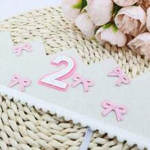 1件，半岁/1-5岁蝴蝶结生日帽装饰周岁礼物白色皇冠粉色蝴蝶结皇冠派对公主头饰照片白粉装饰生日派对帽装饰数量2/1-5亮片皇冠发饰公主生日派对节庆派对 - 彩色 - 查看 17