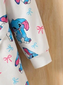 女孩卡通印花夹克，搭配斜挎包，蓬松米色，休闲日常穿着，秋冬 - 彩色 - 查看 4