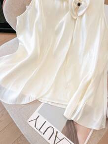 SHEIN Clasi 大码女式无袖圆领优雅飘逸背心，百搭春夏休闲装、日常装、家居装 - 杏色 - 查看 6