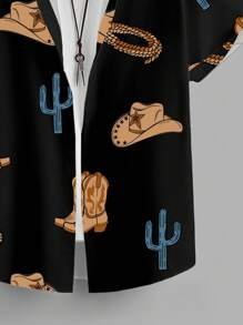 Manfinity RSRT Men's Casual Western Style Printed Shirt, Summer