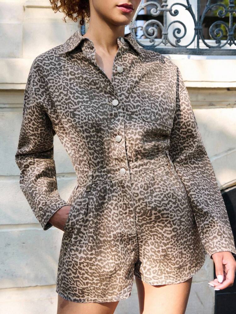 Combinaison imprimé léopard avec Top en coton style bomber, tenues de sortie, tenues de vacances