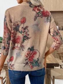 EMERY ROSE Nova blusa estampada, suéter estiloso de malha fina com manga 3/4 para mães de meia-idade e idosas - Multicolorido - Ver 2