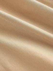 SHEIN MOD 大码女式米色束腰泡泡袖无袖风衣 - 卡其色 - 查看 4