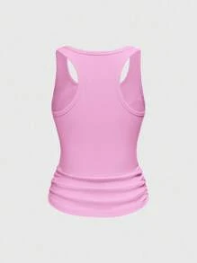 ROMWE Grunge Punk Áo croptop không tay đính đinh tán phong cách Punk Rock, áo hai dây gợi cảm kiểu sinh viên mùa hè, cỡ lớn. - Hồng - Xem 2