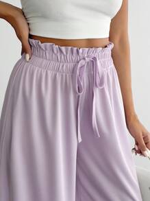 EURMUSE Petite Size Pocket And Drawstring Detailed Summer Pants - Lilac Purple - View 5