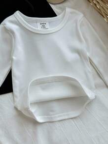 4pcs Baby Boy Snug Fit Casual Long Sleeve Top And Pants Soft Elastic Bodysuit Set - Black and White - View 4