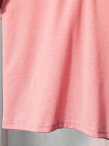 SHEIN 2pcs/Set Young Boys Comfortable Stand Collar Contrast Color Casual Fashion Everyday Matching Knit Polo Shirt And Woven Shorts, Suitable For Spring/Summer, Suitable For Daily Wear, Sports, Outdoor, School, Party, Holiday, Photo Shooting - Pink - View 6