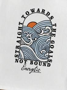 Manfinity Joysei 标准尺码男士休闲波浪纹白色短款T恤，男士露脐上衣，适合夏季穿着 - 白色 - 查看 4