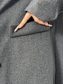 Elenzga Sombrero de lana largo con solapa de moneda vintage de moda, otoño/invierno - Gris - Ver 7