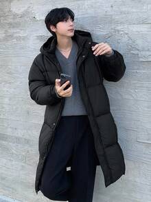 DAZY Men's Thick Hooded Black Padded Coat, Winter - Black - View 8