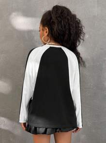 Coolane 女童圆领短袖T恤，带拼布设计，夏季超大码T恤