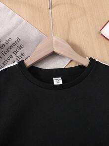 秋冬款少女休闲可爱甜美圆领蝴蝶结袖黑色卫衣 - 黑色 - 查看 5