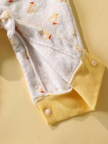 SHEIN 3pcs/Set Baby Boy Spring Outfit: Long Sleeve Cute Duck Print Jumpsuit + Hat + Socks Fall Winter - Yellow - View 8