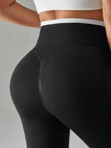 SHEIN Comfortable High Elasticity Slim Fit Maternity Activewear Pants - Black - View 3