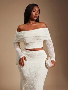 Radiana Áo len dệt kim dáng ôm, màu trơn, hở vai, tay dài, dáng rộng, gợi cảm, thời trang xuân hè dành cho nữ, váy đuôi cá, phong cách tối giản, mặc hàng ngày, thích hợp cho tiệc tùng, dạ hội - Màu be - Xem 2