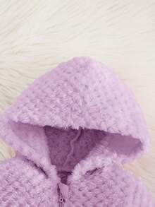 Cozy Pixies 新生女宝宝卡通熊连帽加厚长袖连体衣秋冬款 - 淡紫色 - 查看 9