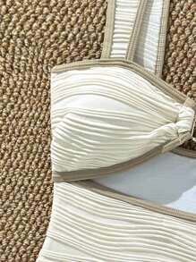 Vaytide 女士度假派对海滩专用面料细肩带露背连体泳衣夏季 - 杏色 - 查看 7